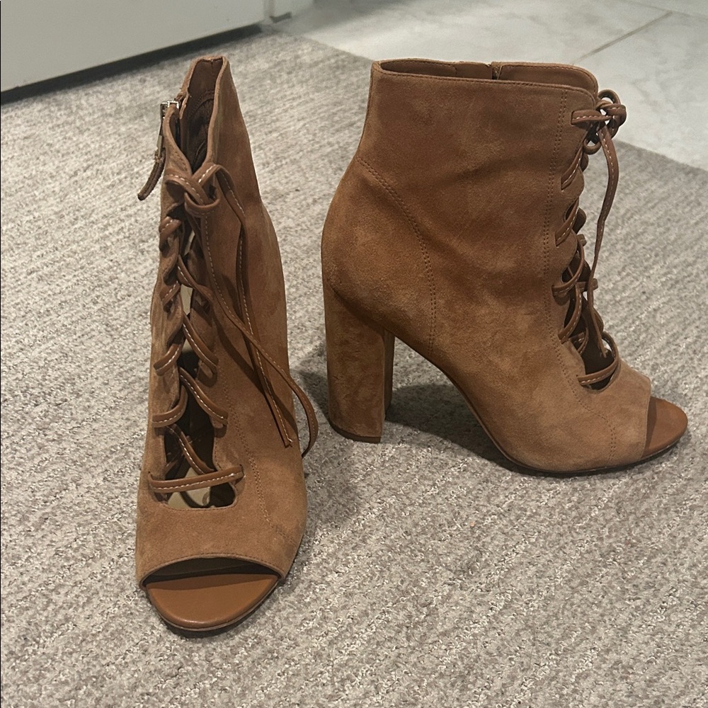 Sam Edelman Brown Suede Lace-Up Ankle Boots